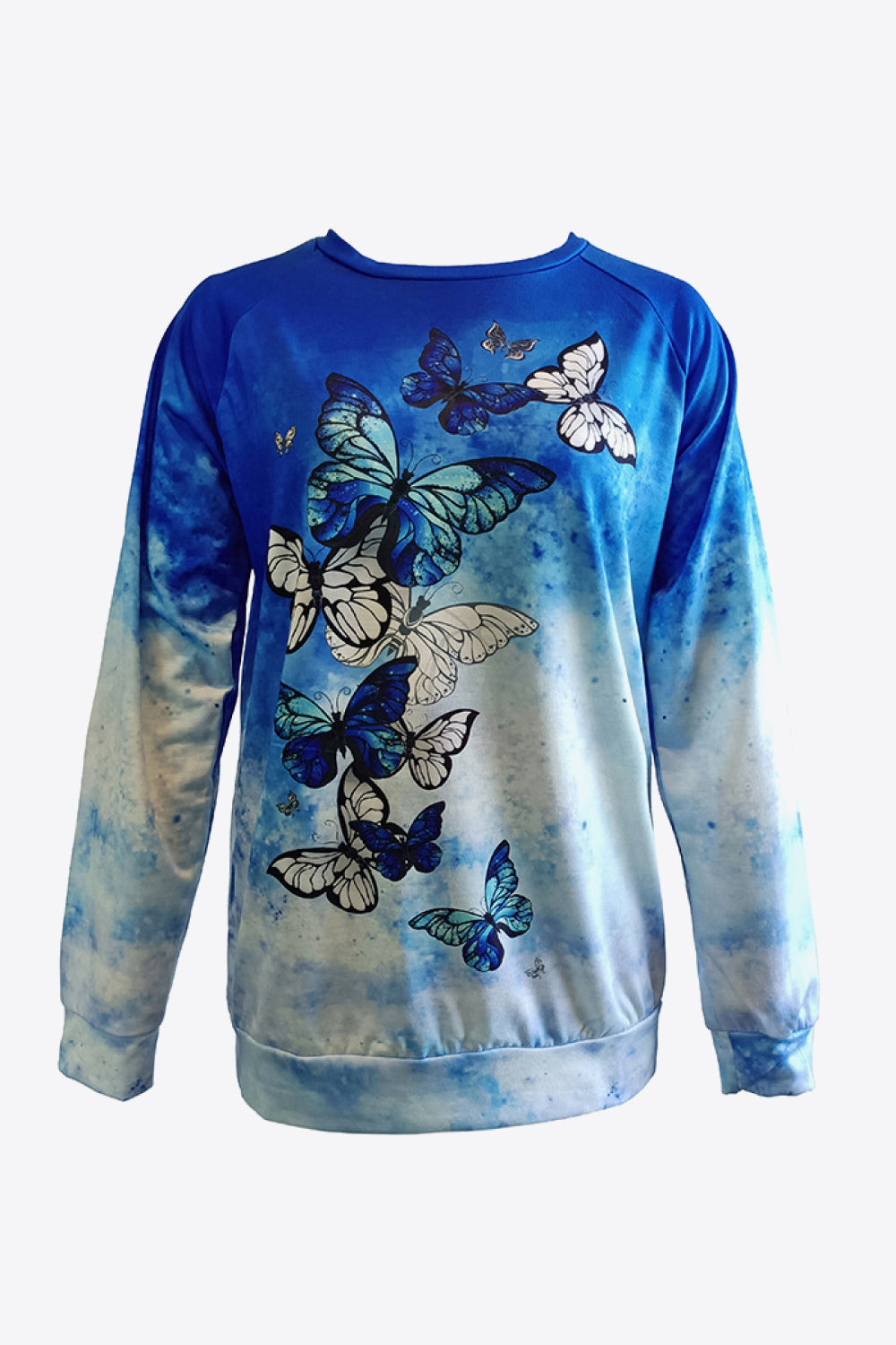 Tie-Dye Butterfly Graphic Raglan Sleeve Sweatshirt-Jewearrings