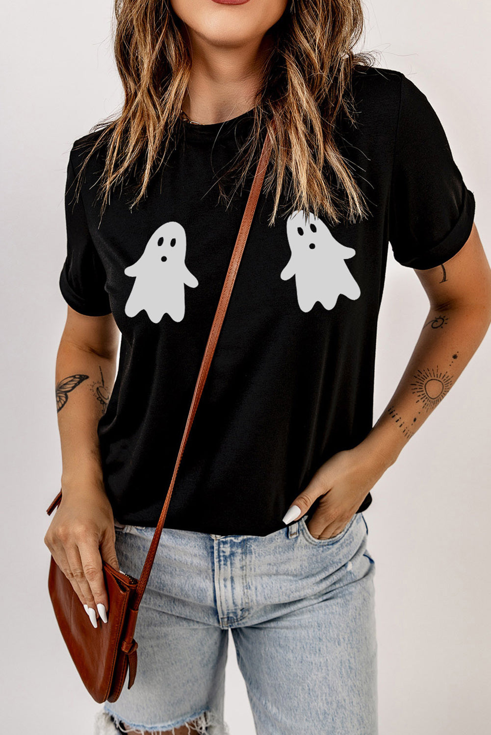 Ghost Graphic Short Sleeve Round Neck T-Shirt-Jewearrings