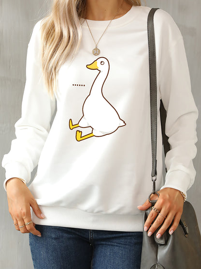 Goose Graphic Round Neck Sweatshirt-Jewearrings