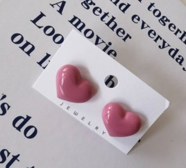 Solid Color Love Spring And Summer New Peach Heart Stud Earrings-Jewearrings