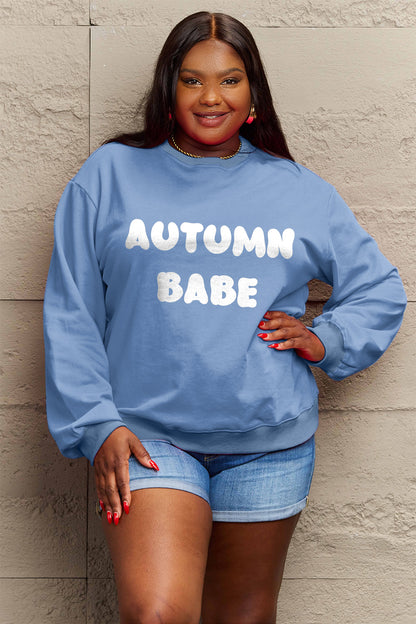 Simply Love Full Size AUTUMN BABE Graphic Sweatshirt-Jewearrings