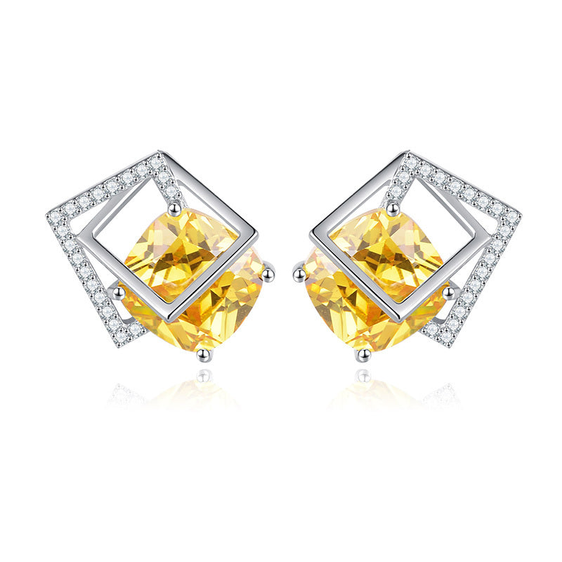 Vintage Luxury Champagne Gold Square Earrings-Jewearrings