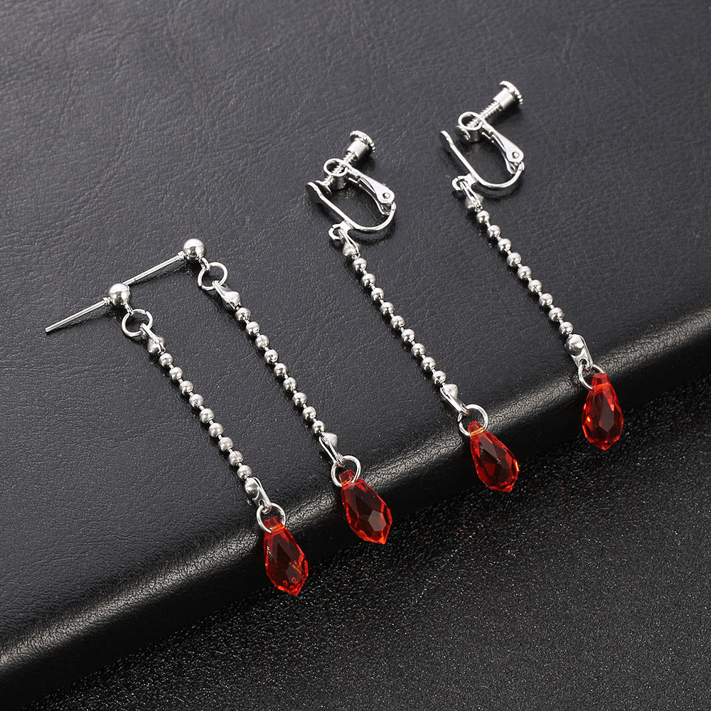 Zinc Alloy Long Tassel Drop Stud Earrings-Jewearrings