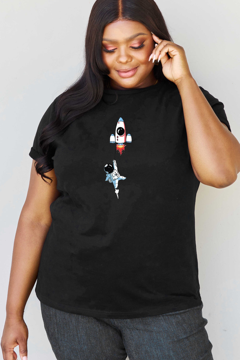 Simply Love Full Size Astronaut Graphic Cotton T-Shirt-Jewearrings