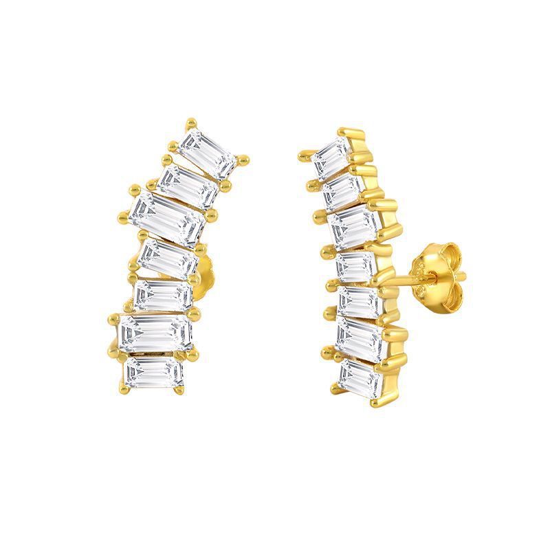 Sterling Silver Bread Zircon Stud Earrings Street Fashion-Jewearrings