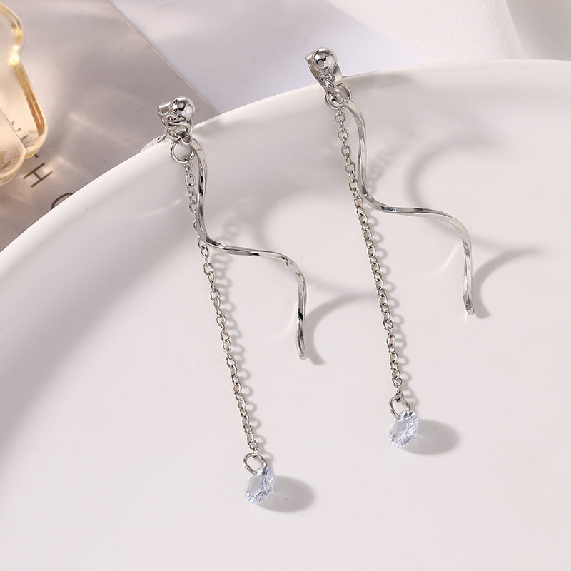 Temperament Earrings Sterling Silver Cold Wind Female-Jewearrings