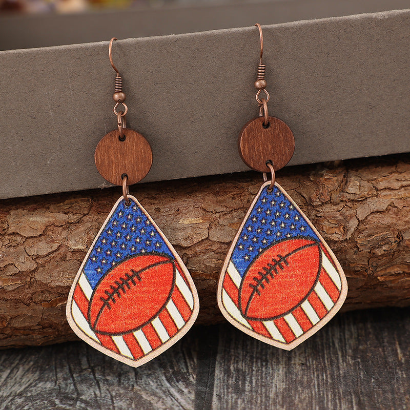 Printed Wooden Dangle Earrings-Jewearrings