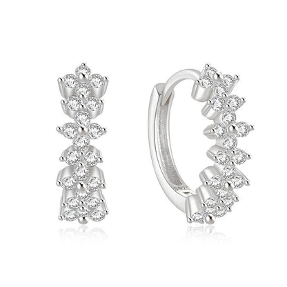 Silver Super Flash Single Row Petal Diamond Earrings For Women-Jewearrings