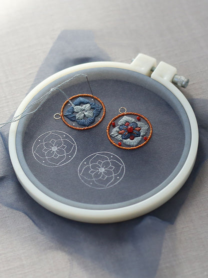 Double-sided Embroidery Diy Material Bag 925 Silver Earrings-Jewearrings