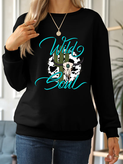 WILD SOUL Round Neck Dropped Shoulder Sweatshirt-Jewearrings