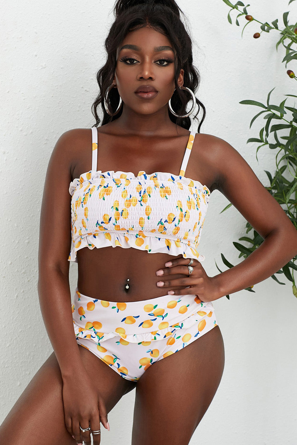 Fruit Print Frilled Bikini Set-Jewearrings