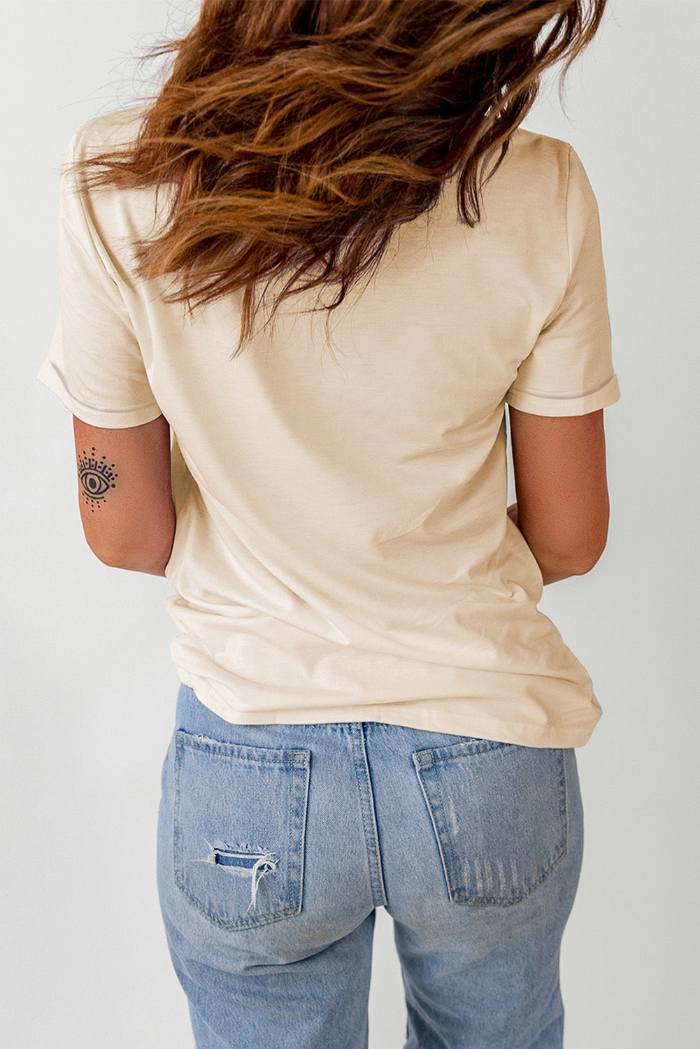 Graphic Cuffed Short Sleeve Crewneck Tee-Jewearrings