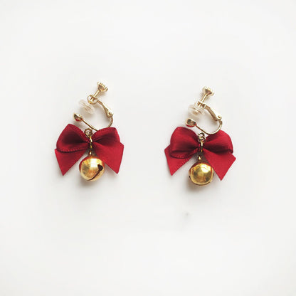 New Style Earrings With A Small Fragrant Red Bow-Jewearrings