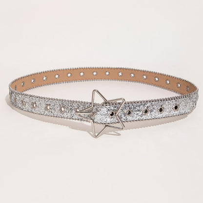 PU Leather Star Shape Buckle Belt-Jewearrings