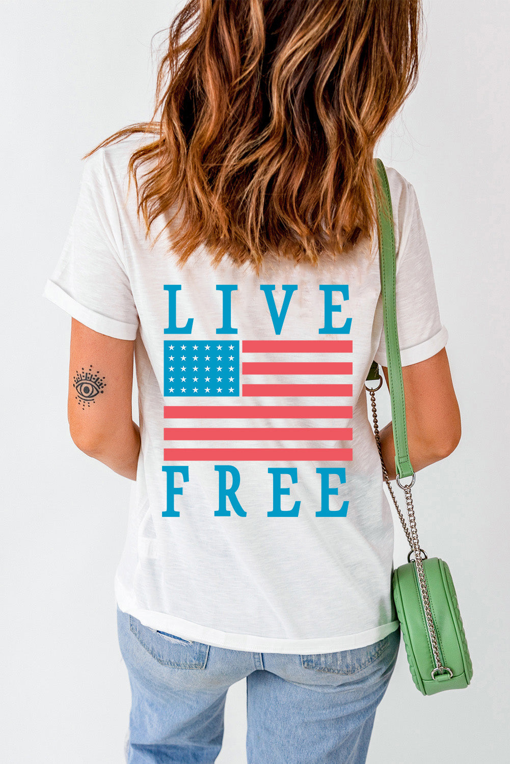 US Flag Round Neck Short Sleeve T-Shirt-Jewearrings