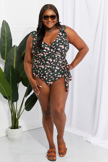 Marina West Swim Full Size Float On Ruffle Faux Wrap One-Piece in Floral-Jewearrings