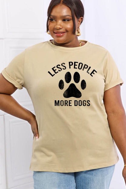 Simply Love Full Size LESS PEOPLE MORE DOGS Graphic Cotton Tee-Jewearrings