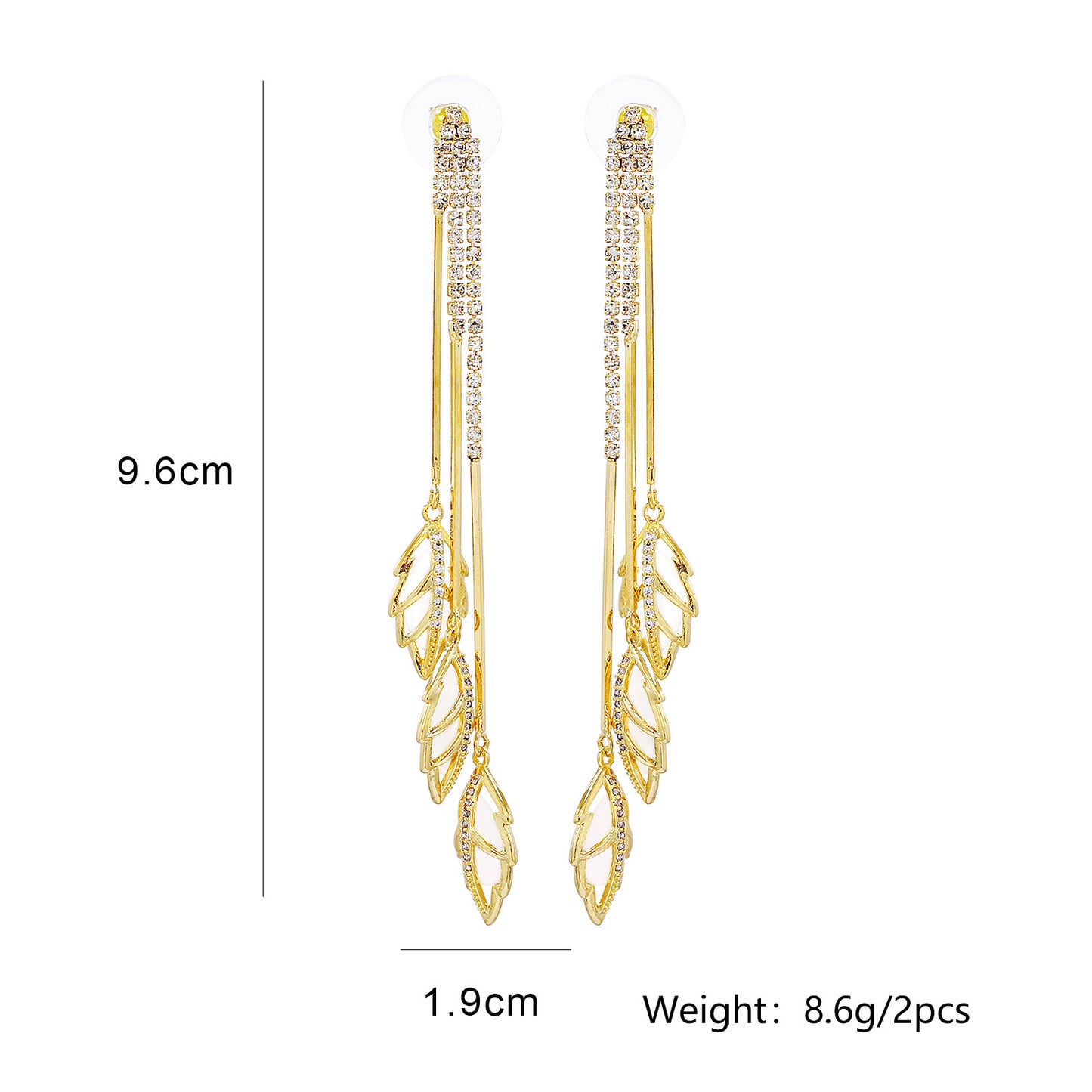 JURAN S925 Gold Plated Niche Design Simple Graceful Female Stud Earrings Leaf Tassel Stud Earrings Fairy Mori Style-Jewearrings