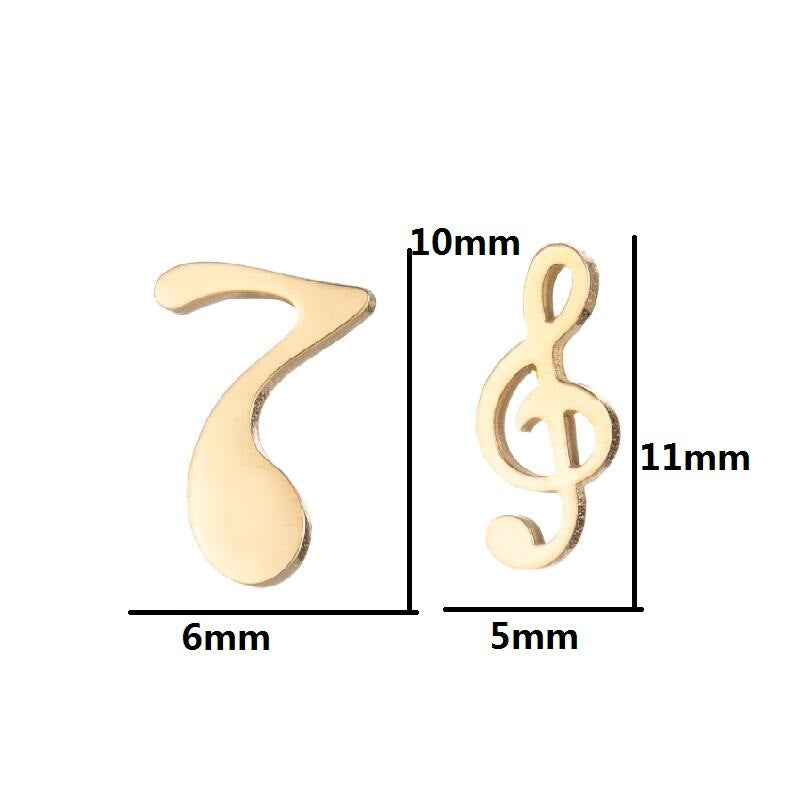 Love Ear Studs Electroplating Star Music Note Simple Geometric Stainless Steel Stud Earrings-Jewearrings