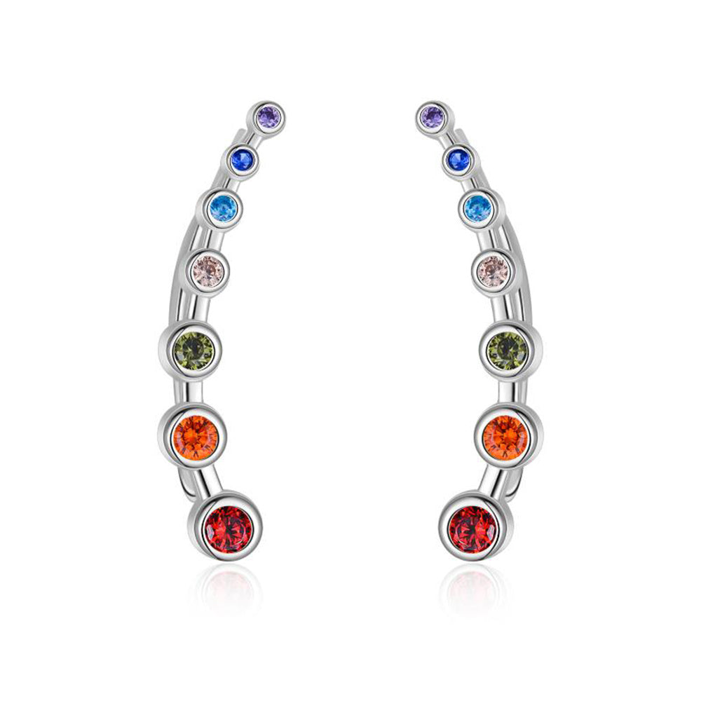 925 Sterling Silver Rainbow Chakra Earrings Yoga Jewelry for Women Girls-Jewearrings