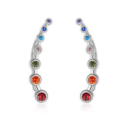 925 Sterling Silver Rainbow Chakra Earrings Yoga Jewelry for Women Girls-Jewearrings