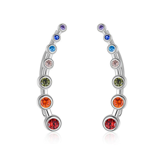 925 Sterling Silver Rainbow Chakra Earrings Yoga Jewelry for Women Girls-Jewearrings