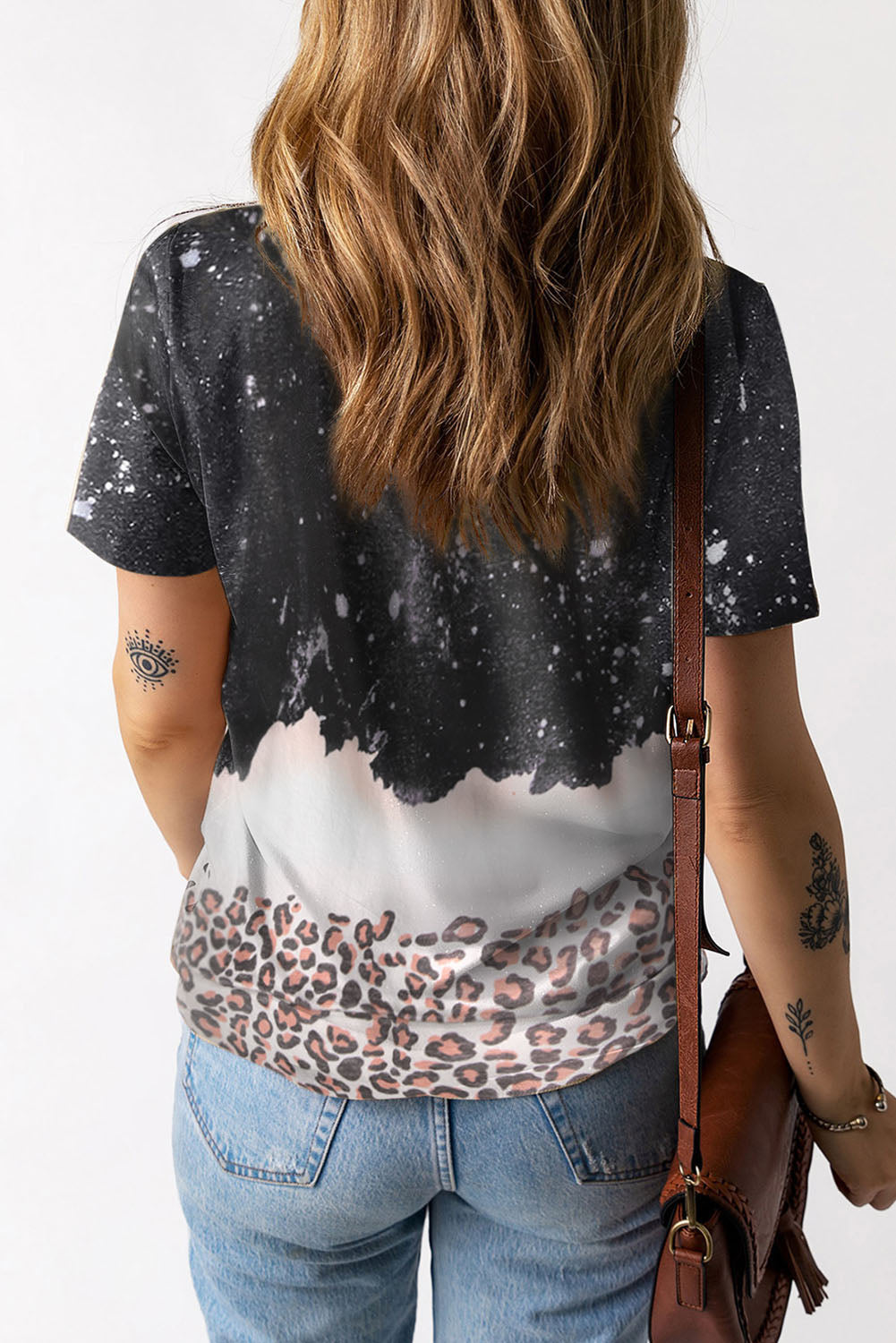 Mixed Print Round Neck Short Sleeve T-Shirt-Jewearrings