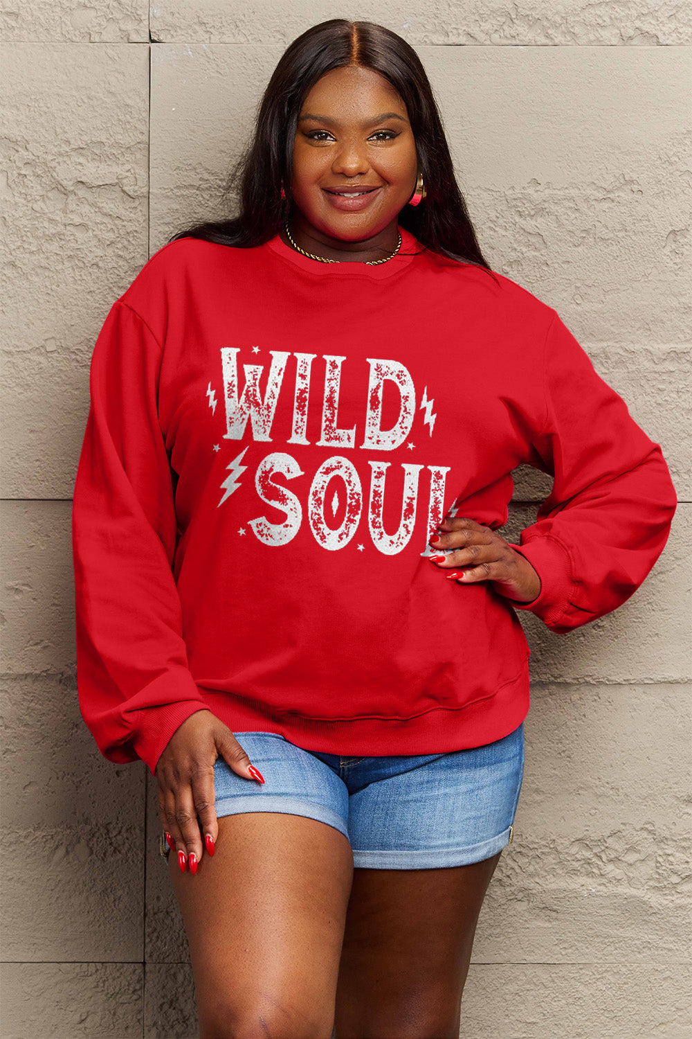 Simply Love Full Size WILD SOUL Graphic Sweatshirt-Jewearrings