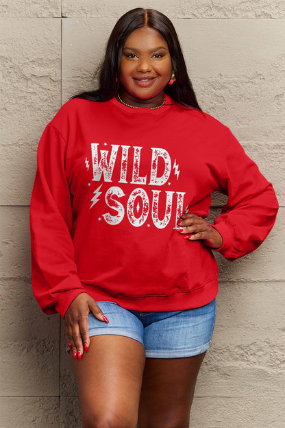 Simply Love Full Size WILD SOUL Graphic Sweatshirt-Jewearrings