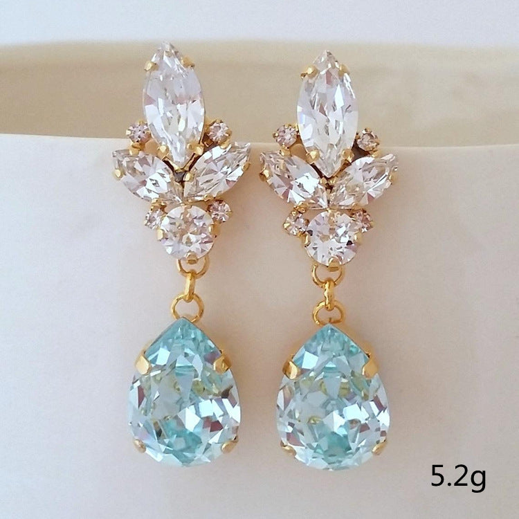 White Zircon Blue Drop Zircon Earrings Exquisite Jewelry Earrings-Jewearrings