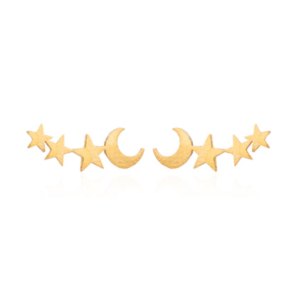 Cute Mini Girl Series Star Moon Combination Stud Earrings University Style Birthday Gift-Jewearrings