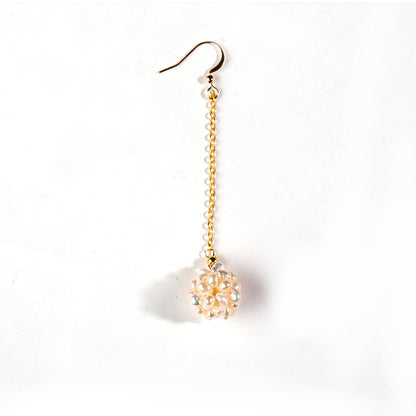 Natural Pearl Handmade Ball Earrings Girly Temperamental Eardrops-Jewearrings