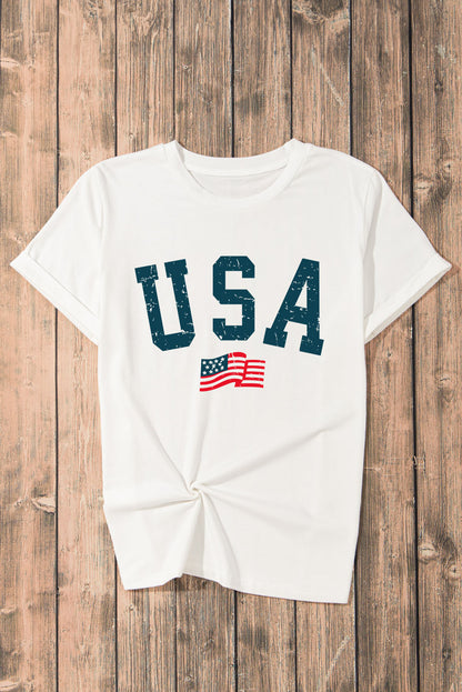 USA Round Neck Short Sleeve T-Shirt-Jewearrings