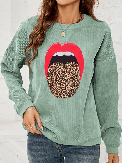 Round Neck Dropped Shoulder MAMA Graphic Sweatshirt-Jewearrings