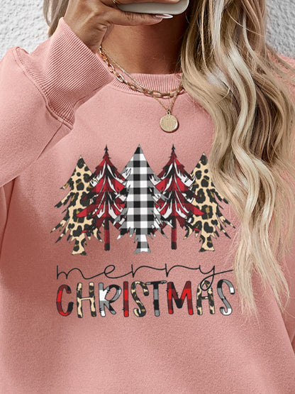 MERRY CHRISTMAS Round Neck Long Sleeve Sweatshirt-Jewearrings