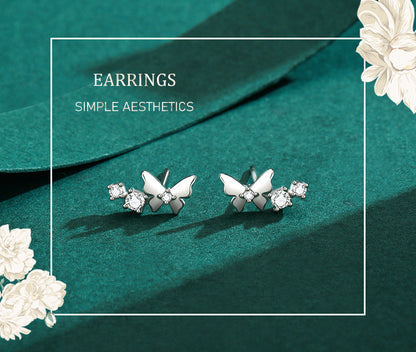 S925 Sterling Silver Mini Versatile Butterfly Earrings-Jewearrings