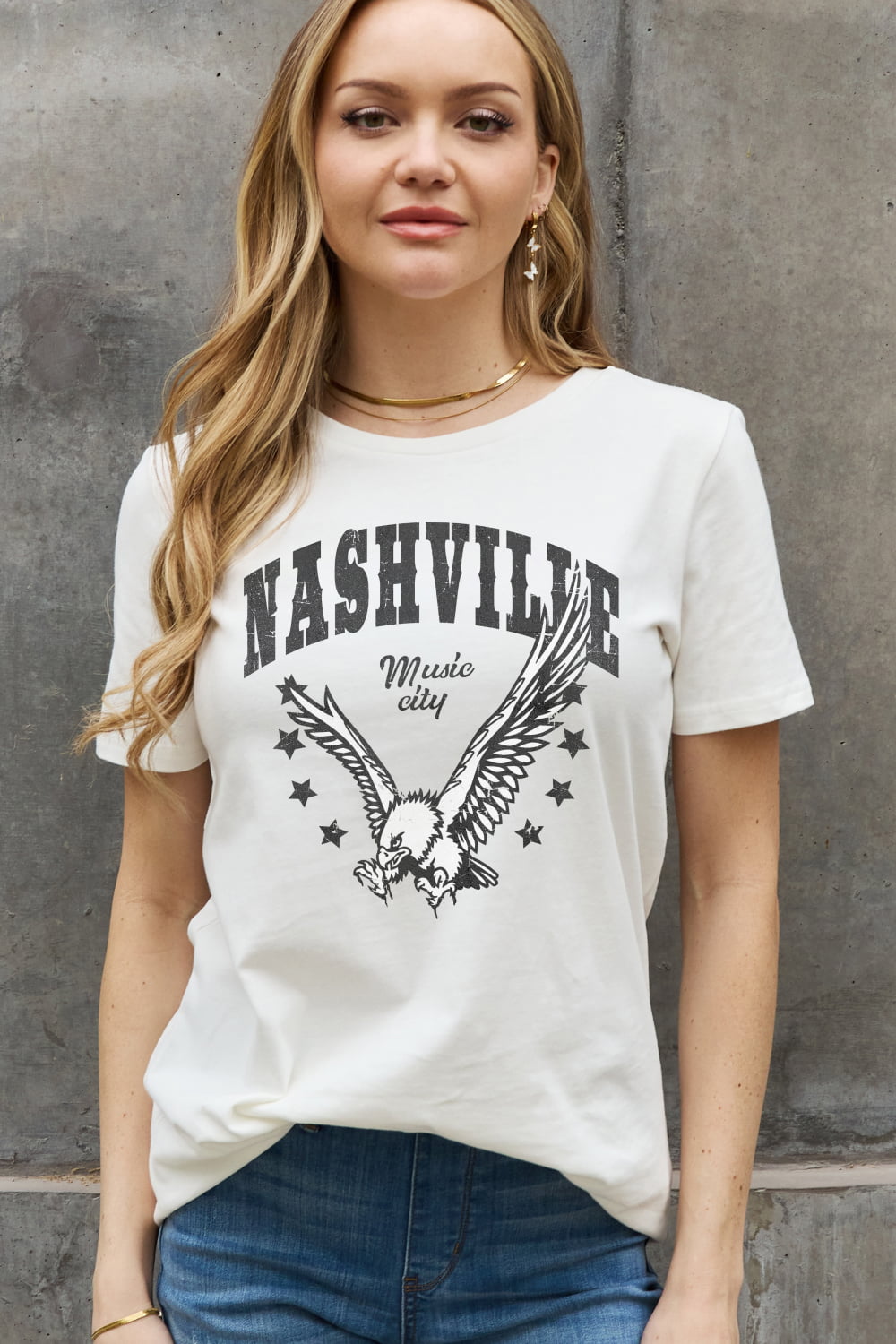 Simply Love Simply Love Full Size NASHVILLE MUSIC CITY Graphic Cotton Tee-Jewearrings