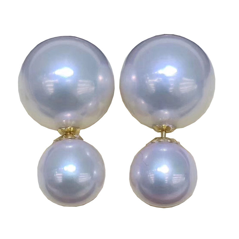 Women's Natural Freshwater Round Pearl Earrings-Jewearrings