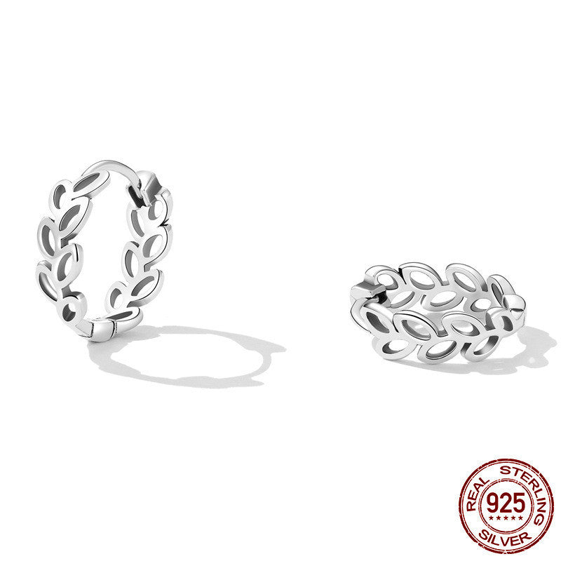 Fashion Leaf Hollow Sterling Silver Earrings-Jewearrings