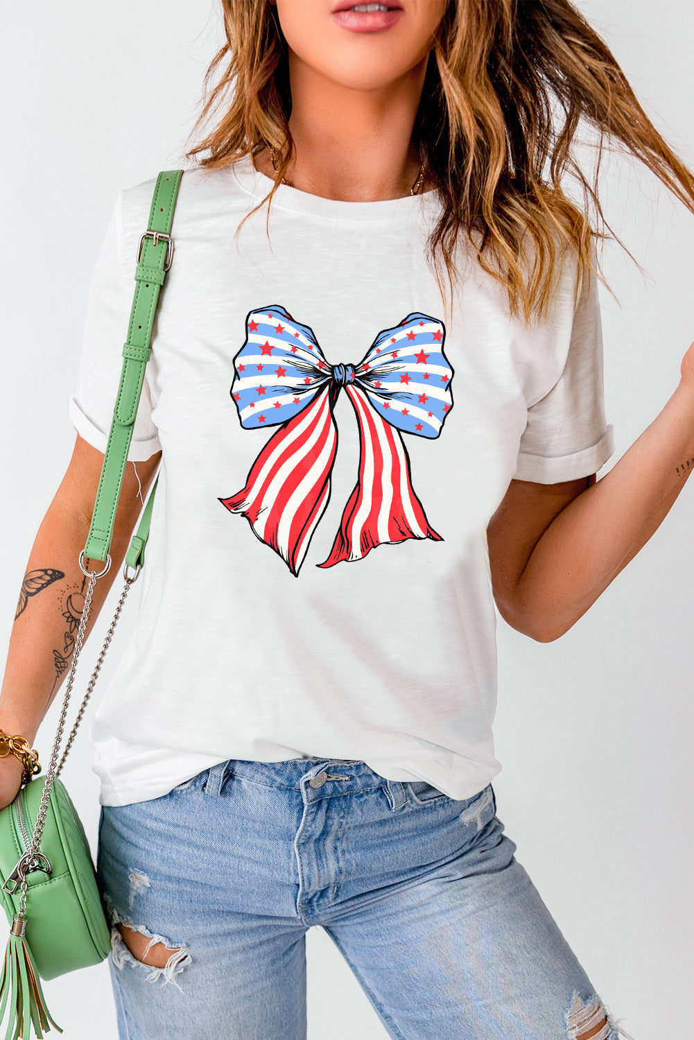 Bow Graphic Round Neck Short Sleeve T-Shirt-Jewearrings