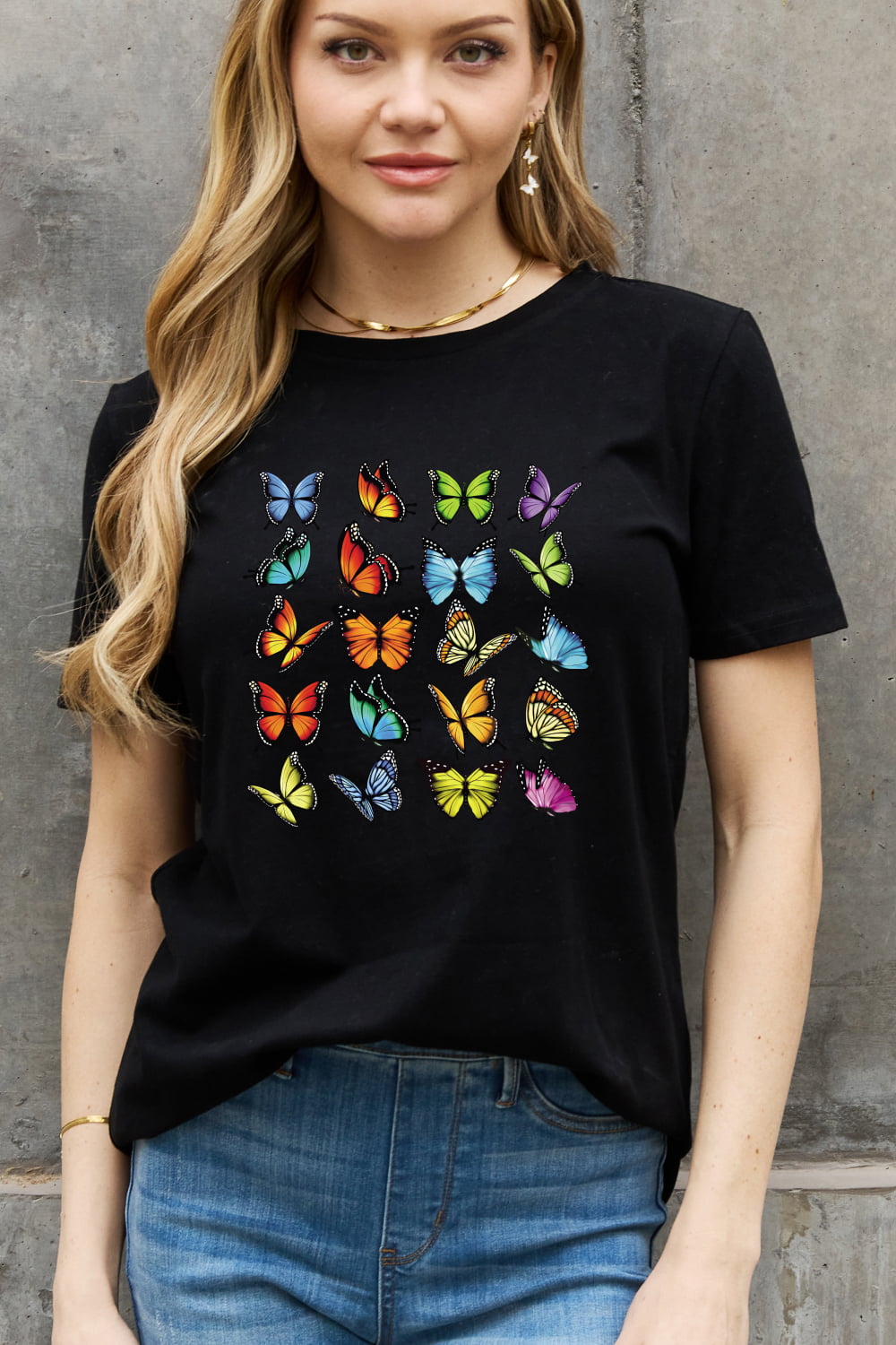 Simply Love Full Size Butterfly Graphic Cotton Tee-Jewearrings