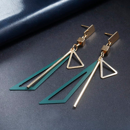 Korean Long Statement Geometric Triangle Tassel Dangle Drop Earrings For Women Earrings Fashion Jewelry Oorbellen Brincos-Jewearrings