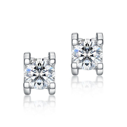 Simple Moissanite Bull Head Sterling Silver Stud Earrings For Women's Wedding-Jewearrings