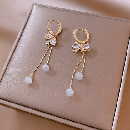 Fashion Women's Alloy Bow Cat's Eye Earrings-Jewearrings