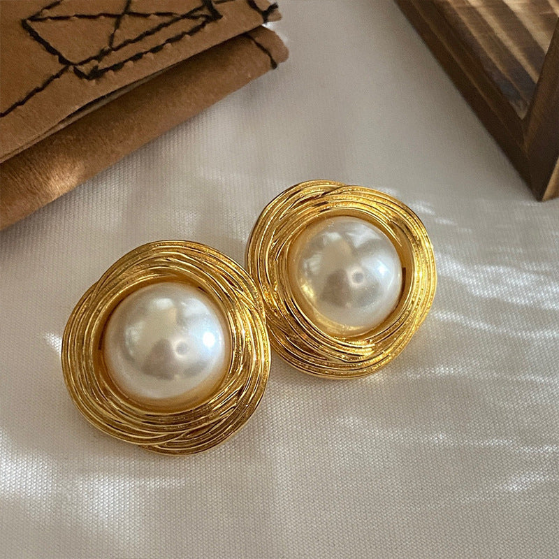 Vintage Large Pearl Medieval Earrings-Jewearrings