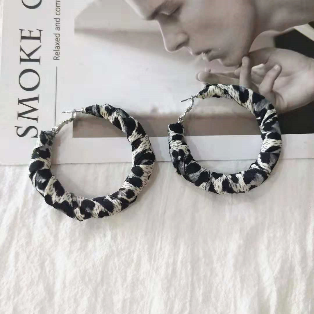 Leopard Stripe Hoop Spring And Autumn Earrings-Jewearrings