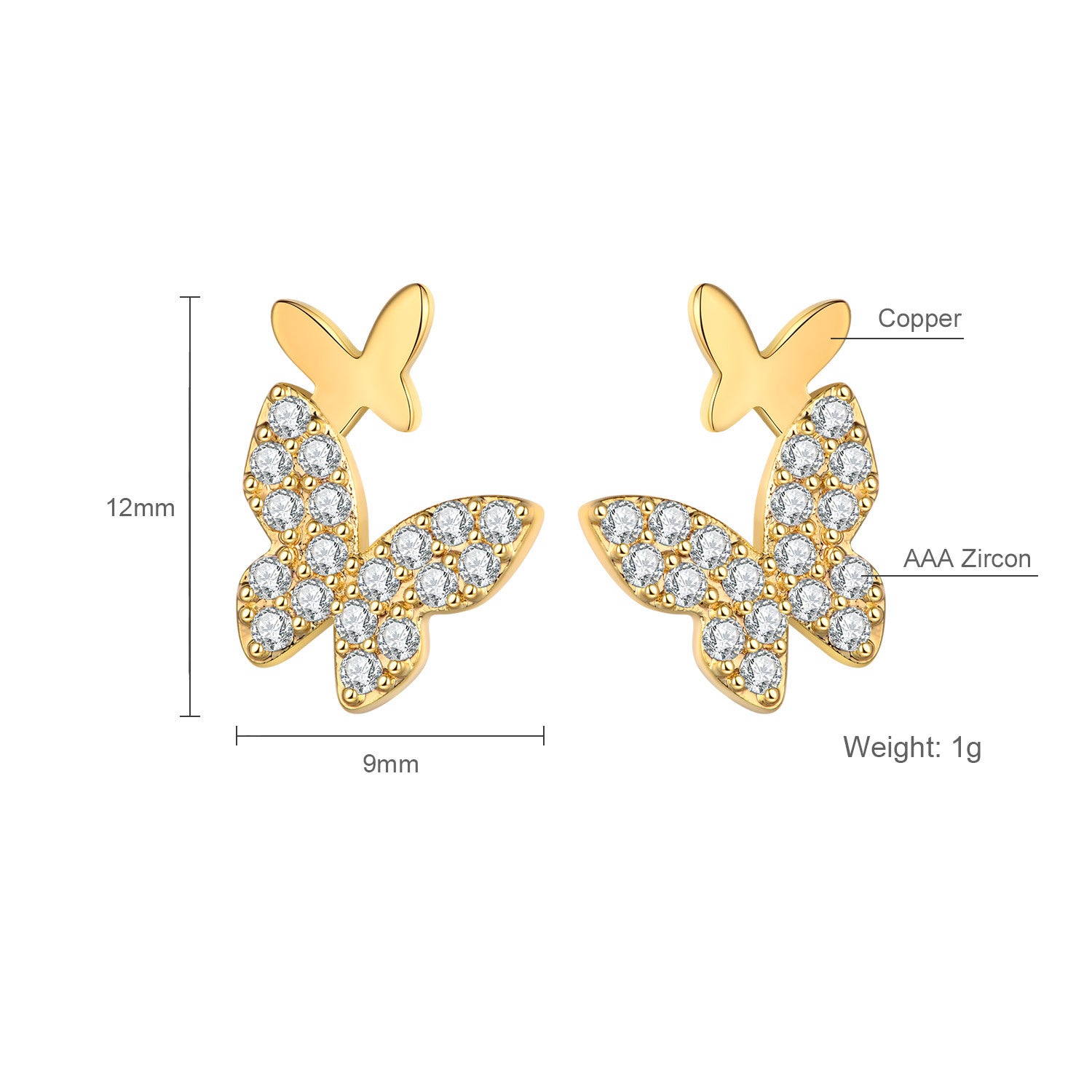 European And American Temperament Fashion And Popular Butterfly Stud Earrings-Jewearrings