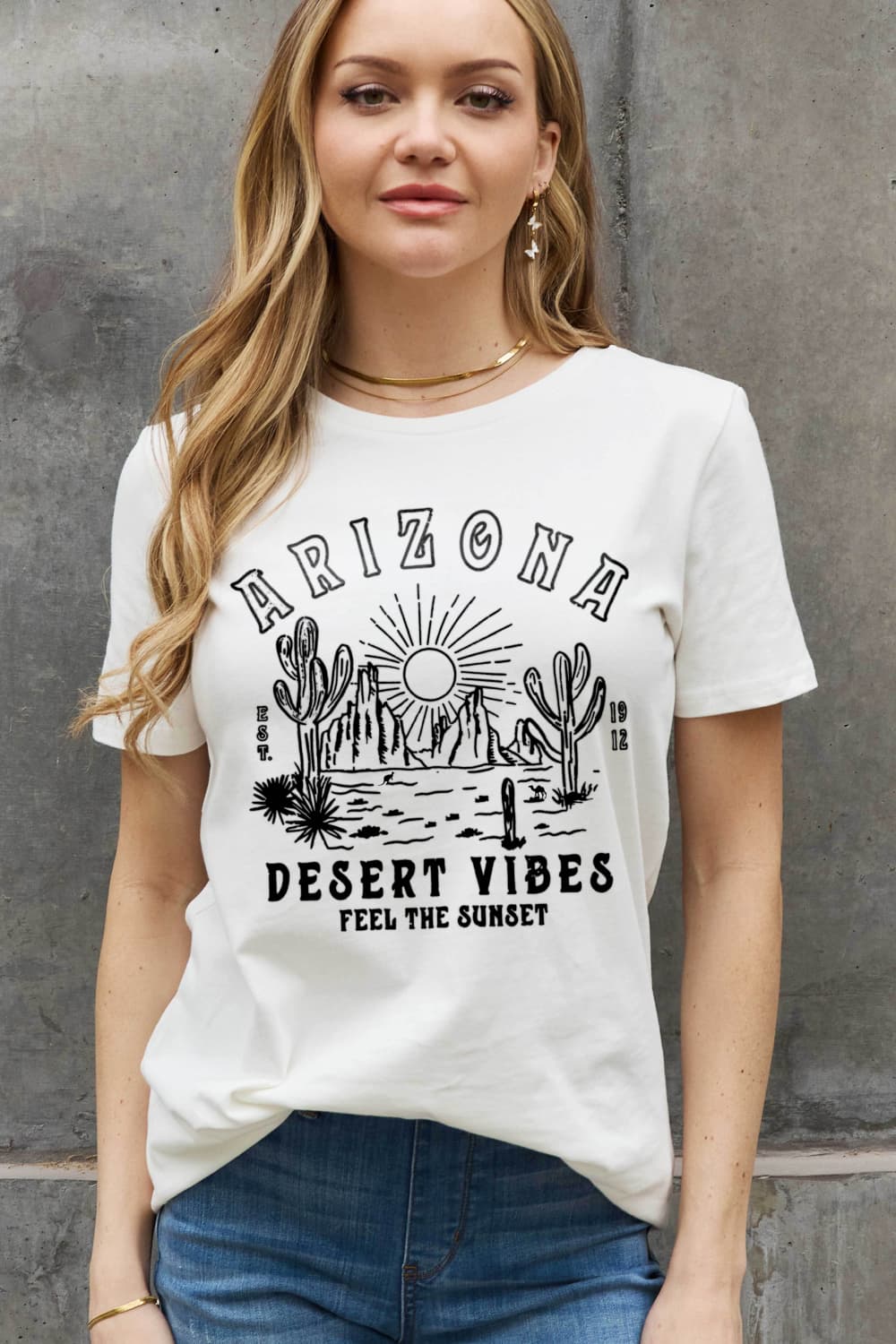 Simply Love Simply Love Full Size ARIZONA DESERT VIBES FEEL THE SUNSET Graphic Cotton Tee-Jewearrings