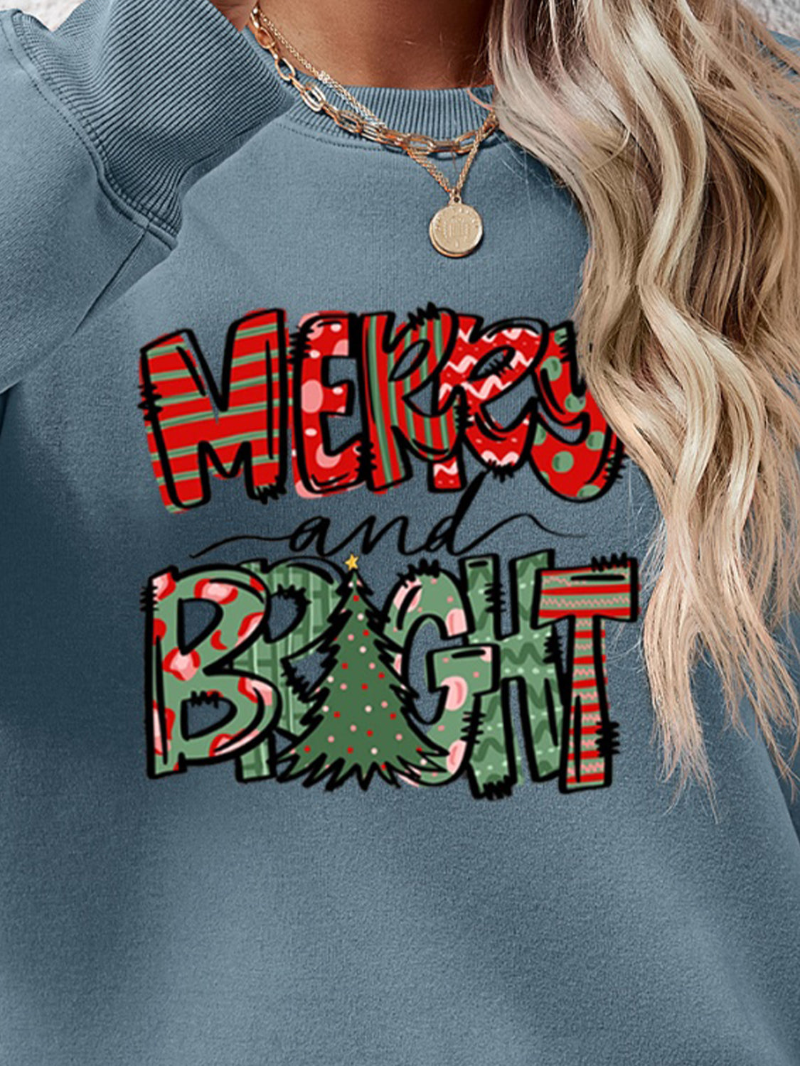 MERRY AND BRIGHT Long Sleeve Sweatshirt-Jewearrings