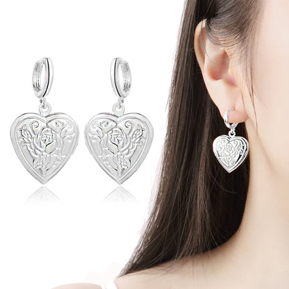 Explosive Silver-plated Heart-shaped Female Photo Box Love Earrings-Jewearrings